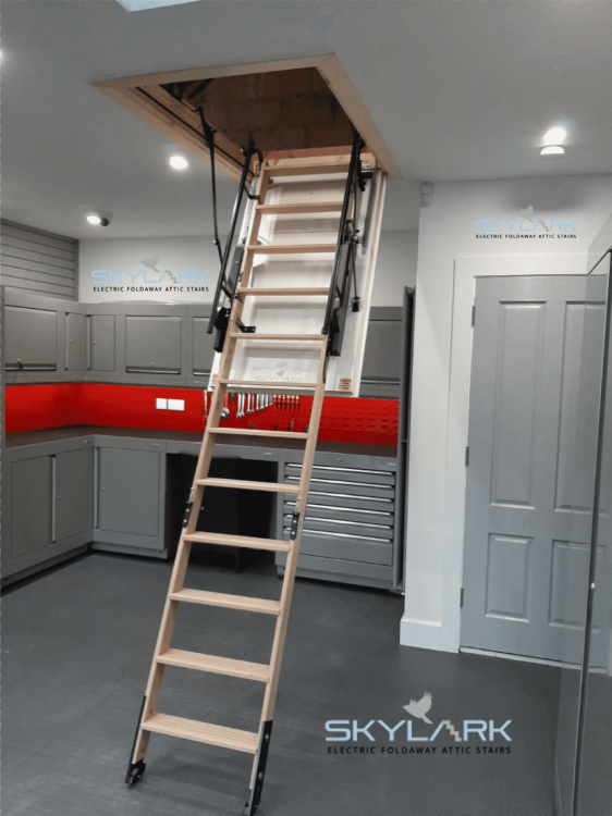 Skylark Fully Electric Attic Stairs Pictures Garage 7